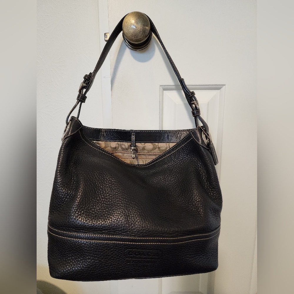 Black, soft leather Coach handbag